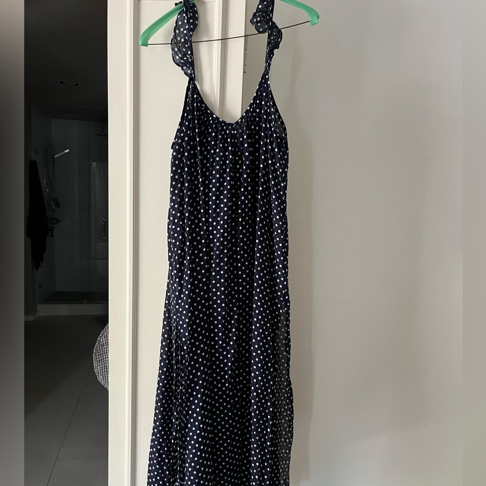 J. Crew Black and White Dotted Maxi Dress